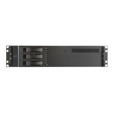 D-230HB-T, Black HDD Handle, 1x Slim 5.25&quot;, 3x 3.5&quot; Hotswap Bays, No PSU, microATX, Black, 2U Chassis