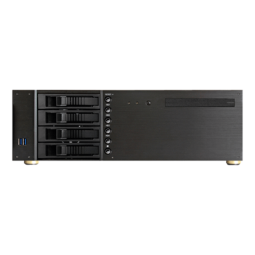 D-340HB-T, Black HDD Handle, 1x Slim 5.25", 3x 3.5", 4x 3.5" Hotswap Bays, No PSU, ATX, Black, 3U Chassis