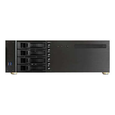 D-340HB-DT, Black HDD Handle, 1x Slim 5.25&quot;, 3x 3.5&quot;, 4x 3.5&quot; Hotswap Bays, No PSU, ATX, Black, 3U Chassis