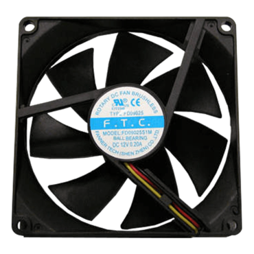 FD09025B1M3/4 90mm, 2400 RPM, 45.18 CFM, 34 dBA, Cooling Fan