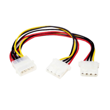 4-pin Molex Male to 2x 4-pin Molex Female Cable, Y-splitter, 9-Inch