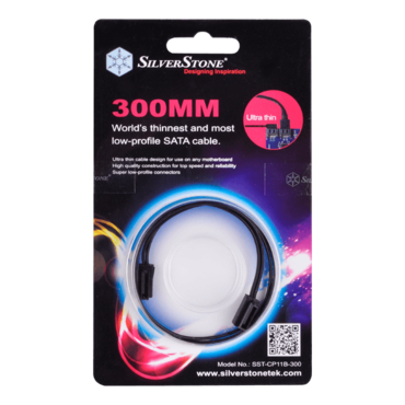 CP11B-300 Low profile SATA 6G Cable, 300mm, Black