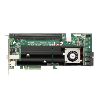 ARC-1883IX-12, SAS 12Gb/s, 16-Port, PCIe 3.0 x8, Controller with 2GB Cache, Includes 3x SFF-8643 to SFF-8643 Cables