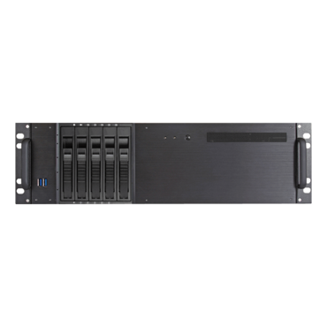 D-350HB-T, Black HDD Handle, 1x Slim 5.25&quot;, 3x 3.5&quot;, 5x 3.5&quot; Hotswap Bays, No PSU, ATX, Black, 3U Chassis