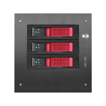 S-35-3DE1RD, Red HDD Handle, 3x 3.5&quot; Hotswap Bays, No PSU, Black/Red, Storage Mini Tower