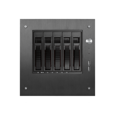 S-35-B5BK, Black HDD Handle, 5x 3.5&quot; Hotswap Bays, 1x 2.5&quot; Drive Bay, No PSU, Mini-ITX, Black, Storage Mini Tower