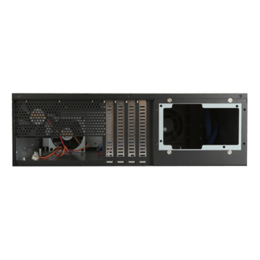 D-340HB-T-BLUE, Blue HDD Handle, 1x Slim 5.25", 3x 3.5", 4x 3.5" Hotswap Bays, No PSU, ATX, Black/Blue, 3U Chassis
