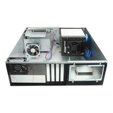 D-340HB-T-BLUE, Blue HDD Handle, 1x Slim 5.25", 3x 3.5", 4x 3.5" Hotswap Bays, No PSU, ATX, Black/Blue, 3U Chassis