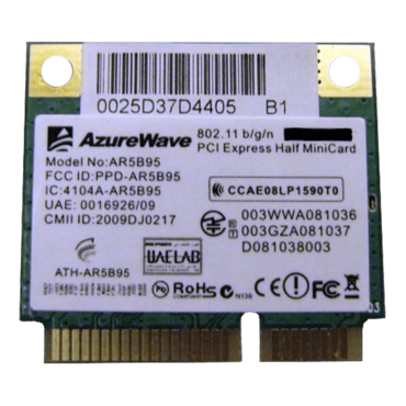 AR5B95 Wireless WiFi Adapter, IEEE 802.11b/g/n, Internal PCIe Half Mini Card