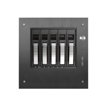 S-35-B5SL, Silver HDD Handle, 5x 3.5" Hotswap Bays, 1x 2.5" Drive Bay, No PSU, Mini-ITX, Black/Silver, Storage Mini Tower