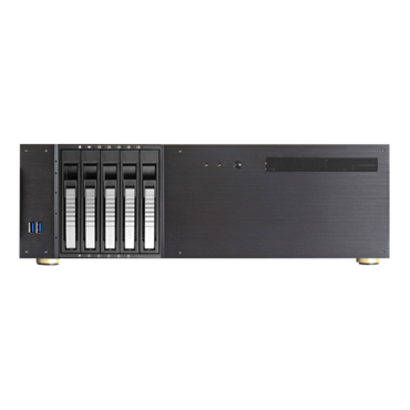 D-350HB-T-SILVER, Silver HDD Handle, 1x Slim 5.25&quot;, 3x 3.5&quot;, 5x 3.5&quot; Hotswap Bays, No PSU, ATX, Black/Silver, 3U Chassis