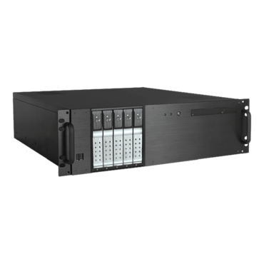 D-350HN-T-SILVER, Silver HDD Handle, 1x Slim 5.25&quot;, 3x 3.5&quot;, 5x 3.5&quot; Hotswap Bays, No PSU, ATX, Black/Silver, 3U Chassis