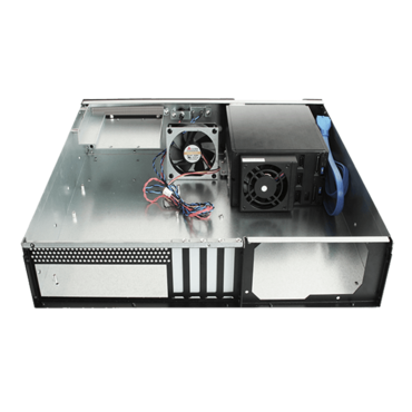 D-230HB-T-SILVER, Silver HDD Handle, 1x Slim 5.25", 3x 3.5" Hotswap Bays, No PSU, microATX, Black, 2U Chassis