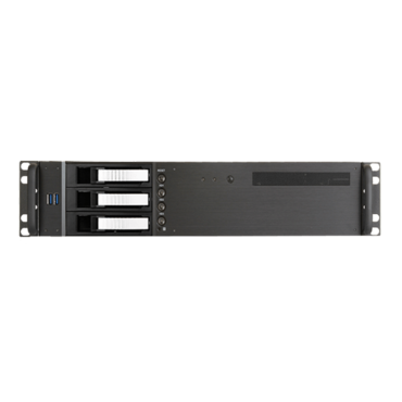 D-230HB-T-SILVER, Silver HDD Handle, 1x Slim 5.25&quot;, 3x 3.5&quot; Hotswap Bays, No PSU, microATX, Black, 2U Chassis