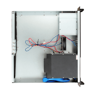 D-230HB-T-BLUE, Blue HDD Handle, 1x Slim 5.25", 3x 3.5" Hotswap Bays, No PSU, microATX, Black, 2U Chassis