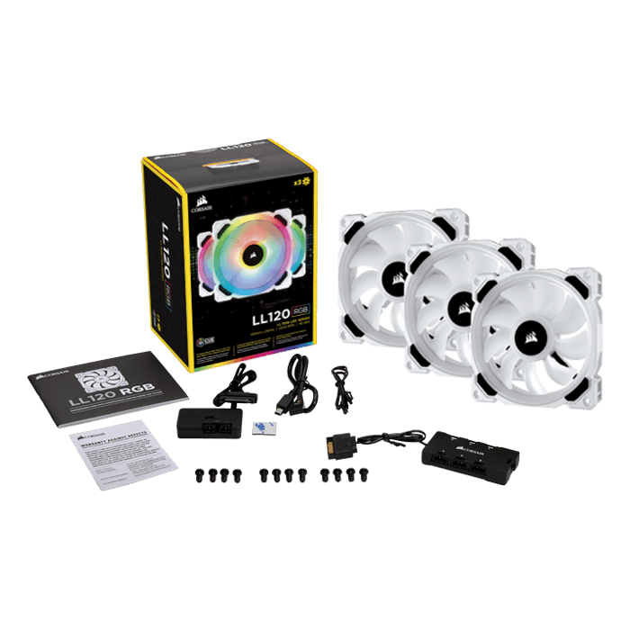 ophøre Spiritus Lionel Green Street CORSAIR LL120 RGB 3x120mm White PWM Fan w/ Lighting Node PRO