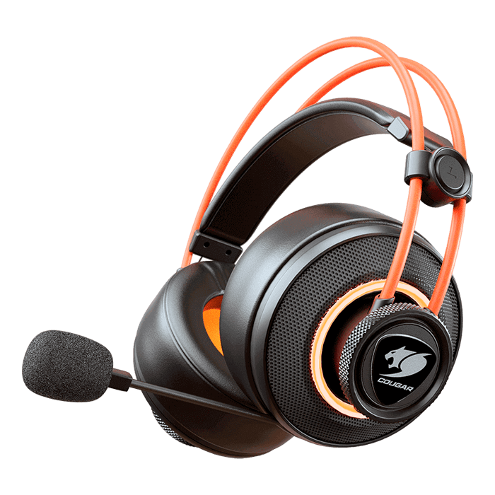 orange and black gaming headset