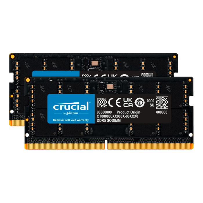 メモリー Crucial DDR5 4800 SODIMM 64GB(32GBx2) CRUCIAL 64GB Kit (2 x 32GB) DDR5 4800MHz CL40 SO-DIMM Memory