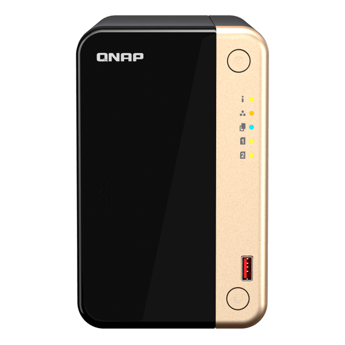 TS-264-8G, 2-bay NAS Server, Intel® Celeron® N5095, 4-core  processor, 8GB RAM (not expandable), SATA 6Gb/s, 2, Type-A USB  Gen