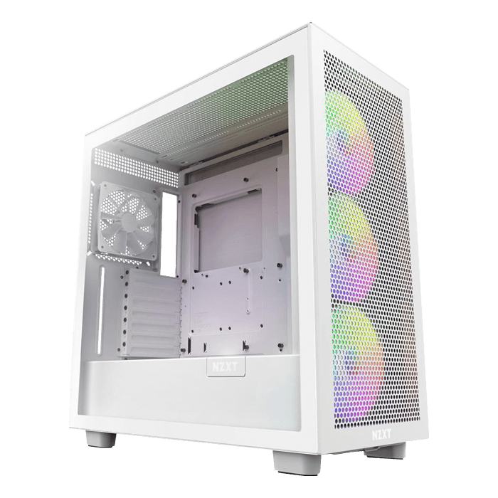 NZXT H7 Flow RGB Tempered Glass White Mid Tower Case | AVADirect