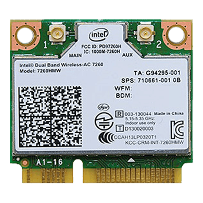 7260 Hmwwb Dual Band Wireless Ac 7260 And Bluetooh Module Ieee 802 11a B G N 867 Mbps Internal Pcie Half Mini Card Intel