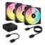iCUE LINK QX120 RGB 3 x 120mm, w/ Controller, RGB LEDs, 2400 RPM, 63.1 CFM, 37 dBA, Cooling Fans