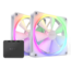 F140 RGB 2 x 140mm, White, w/ Controller, RGB LEDs, 1800 RPM, 89.48 CFM, 32.5 dBA, Cooling Fans
