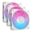 iCUE LINK RX120 RGB 3 x 120mm, White, w/ Controller, RGB LEDs, 2100 RPM, 73.5 CFM, 36 dBA, Cooling Fan