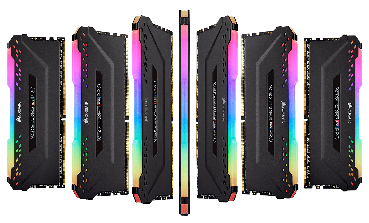 CORSAIR 128GB Kit (4 x 32GB) VENGEANCE RGB PRO DDR4 3200MHz Black RGB LED DIMM Memory
