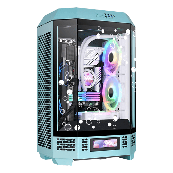 Intel Core Ultra processors (Series 2), Custom Blissful Turquoise Micro Tower Gaming PC